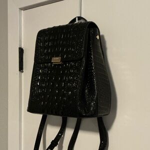 Brahmin Marvin Melbournee Black Crocodile-Embossed Backpack